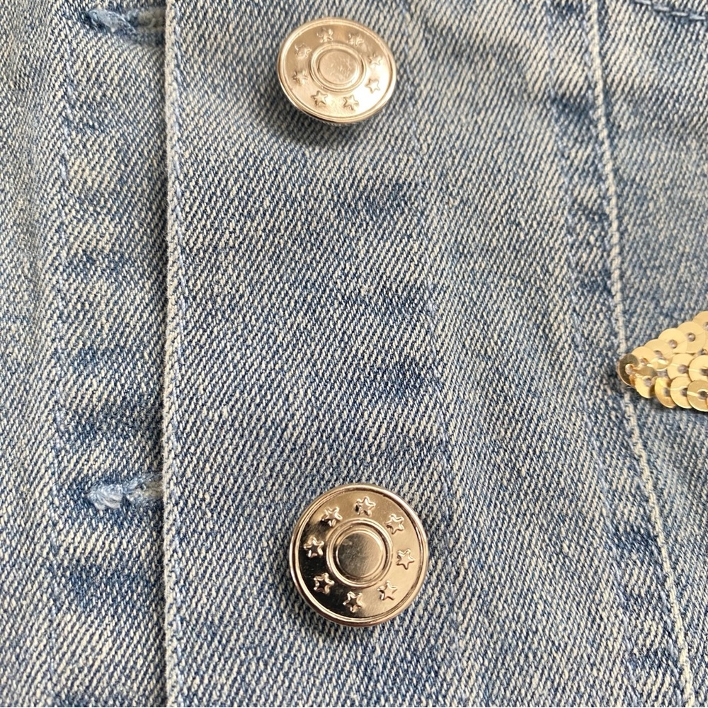 Baby Sara Toddler Jean Jacket Sequins Black, Gold & Silver Stars Size 2T - Picture 5 of 11